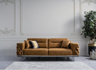 Four Seater Sofa 4 Seater Sofas Imitation leather Brown Living room Luxury